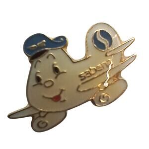 Ballou Red'D SABENA World Airlines Lapel Hat Pin Badge Gold Tone Belgium Logo